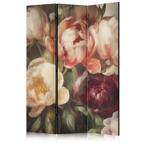 Parawan Kwitnące piwonie - charyzmatyczne kwiaty skąpane w słońcu 135×172 cm, jednostronny