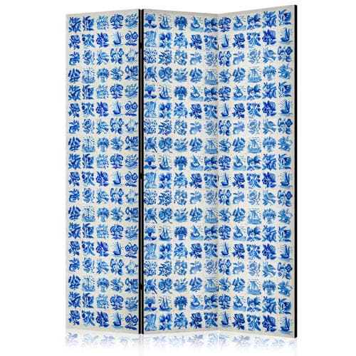 Parawan Ceramiczne kafelki - tradycyjne portugalskie niebieskie płytki azulejos 135×172 cm, jednostronny
