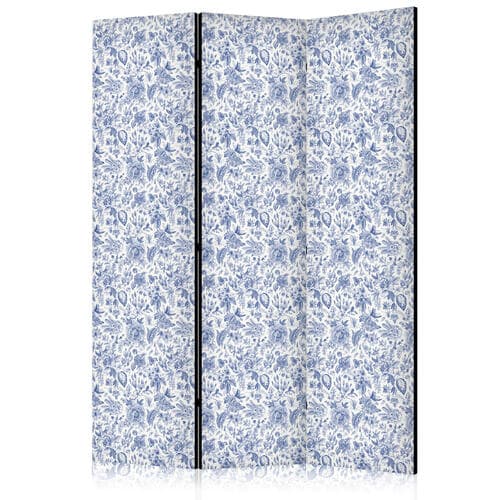 Parawan Ilustracja w stylu vintage - niebieskie kwiaty na białym tle 135×172 cm, jednostronny