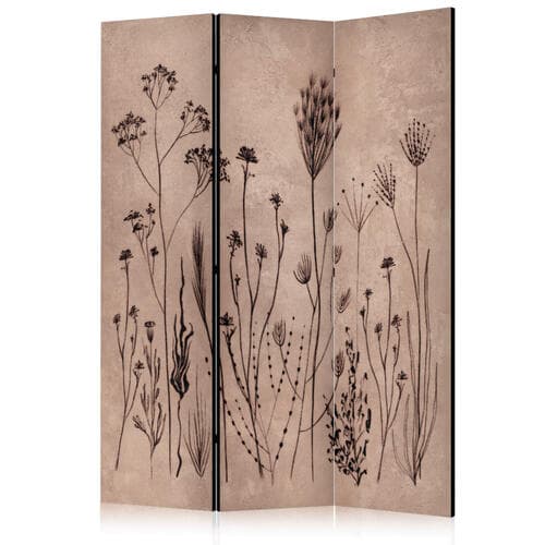 Parawan Roślinny vintage - delikatne polne kwiaty na tle w technice lime wash 135×172 cm, jednostronny