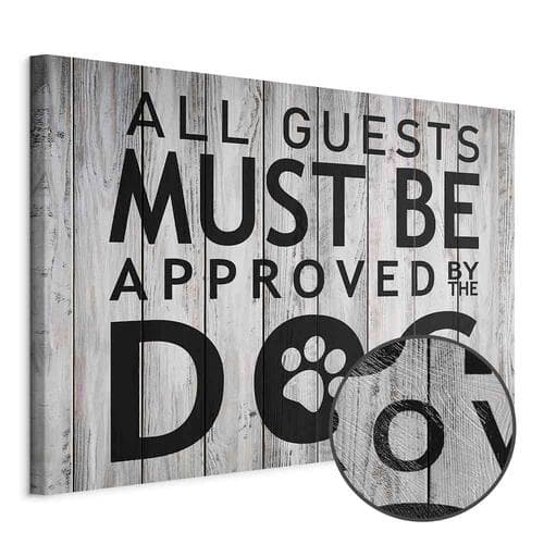 Obraz na płótnie All Guests Must Be Approved by the Dog szeroki 30×20 cm, płótno standard