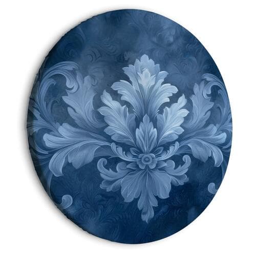 Obraz okrągły Ornament w błękitnych i chłodnych kolorach: ciemnoniebieska dekoracja 80×80 cm