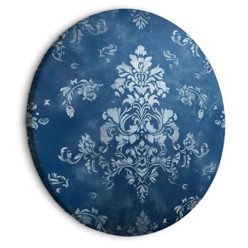 Obraz okrągły Ornament retro: dekoracyjny motyw w przetartych błękitach 40×40 cm