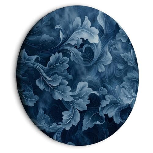 Obraz okrągły Ornamenty abstrakcyjne ciemnoniebieskie wiktoriańskie liście 60×60 cm