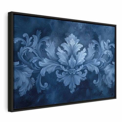 Leinwandbild Ornament w błękitnych i chłodnych kolorach ciemnoniebieska dekoracja 120×80 cm, Standardleinwand
