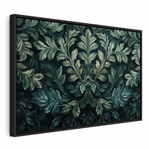 Leinwandbild Ciemnozielone wiktoriańskie liście: botaniczna rzeźbiona kompozycja 60×40 cm, Standardleinwand