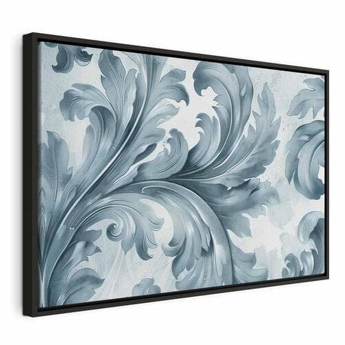 Obraz na płótnie Kamienne barokowe ornamenty w jasnych odcieniach szaro-niebieskich 60×40 cm, płótno standard