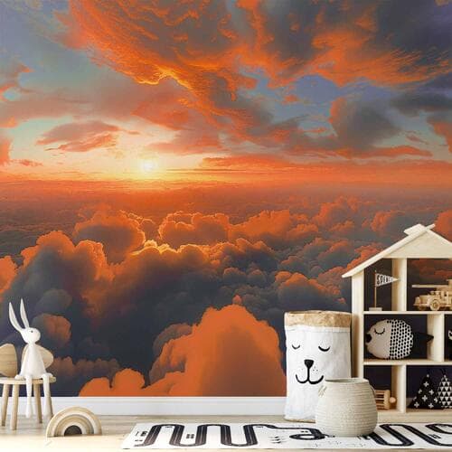 Wall mural Gdy świt łaskocze chmury: spektakl barw na porannym niebie 100×70 cm, standard non-woven