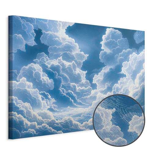Leinwandbild Niebieskie niebo przełamujące się przez białe puchate chmury 120×80 cm, Standardleinwand