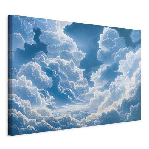 Obraz na płótnie Niebieskie niebo przełamujące się przez białe puchate chmury 30×20 cm, płótno włoskie
