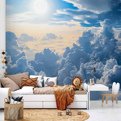 Fototapeta Symfonia Światła: Słońce i chmury współgrające na przepięknym niebie 343×256 cm, materiał samoprzylepny
