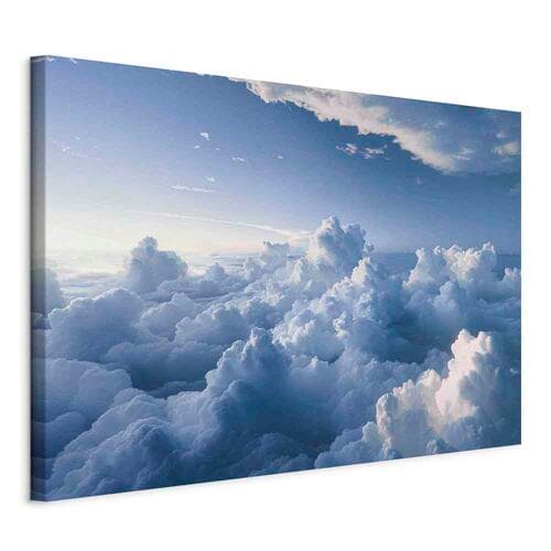 Obraz na płótnie Podniebne pejzaże: Promienie oświetlające puchowe formacje chmur 60×40 cm, płótno włoskie