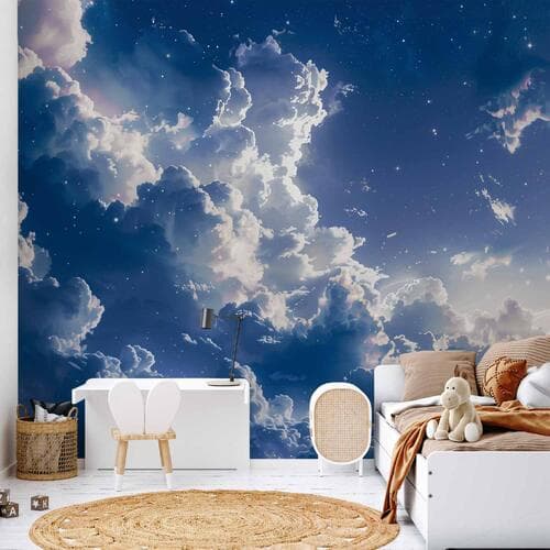 Wall mural Gwiezdne chmury i delikatne światło nad zakątkiem nieba 100×70 cm, standard non-woven