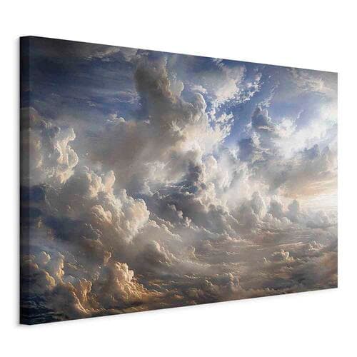Obraz na płótnie Złote refleksy na obłokach chmur zapowiadających zmierzch 30×20 cm, płótno włoskie