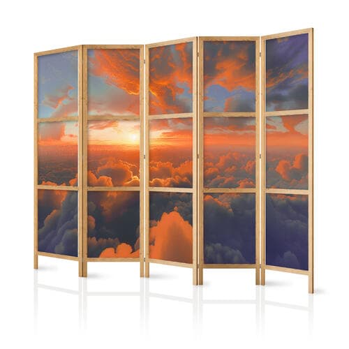 Parawan japoński Gdy świt łaskocze chmury: spektakl barw na porannym niebie 225×172 cm, japoński
