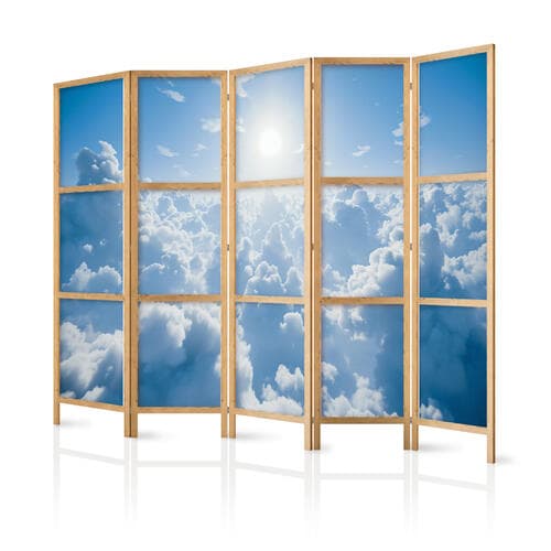 Japanese room divider Niebiański spokój: Ciepłe promienie słońca 225×172 cm, Japanese