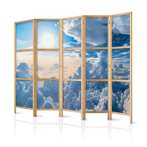 Japanese room divider Symfonia Światła: Słońce i chmury współgrające na przepięknym niebie 225×172 cm, Japanese
