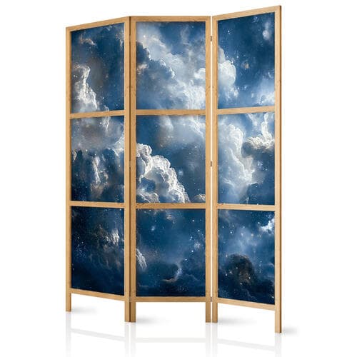 Japanischer Paravent Astronomiczne cuda: Chmury i gwiazdy w harmonijnym połączeniu 135×172 cm, japanisch
