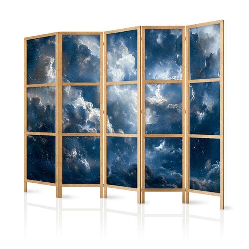 Japanischer Paravent Astronomiczne cuda: Chmury i gwiazdy w harmonijnym połączeniu 225×172 cm, japanisch