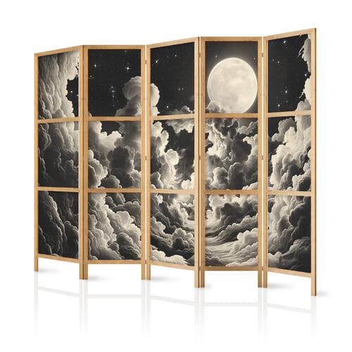Japanischer Paravent Księżyc i gwiazdy śpiewające wśród wielkich chmur 225×172 cm, japanisch