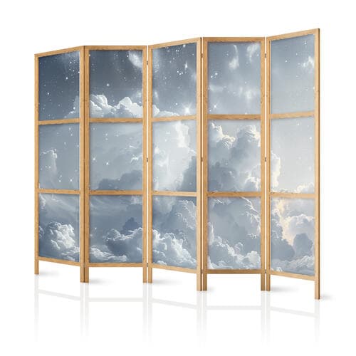 Japanischer Paravent Astralny spokój: Gwiazdy rozsypane nad delikatnymi chmurami 225×172 cm, japanisch