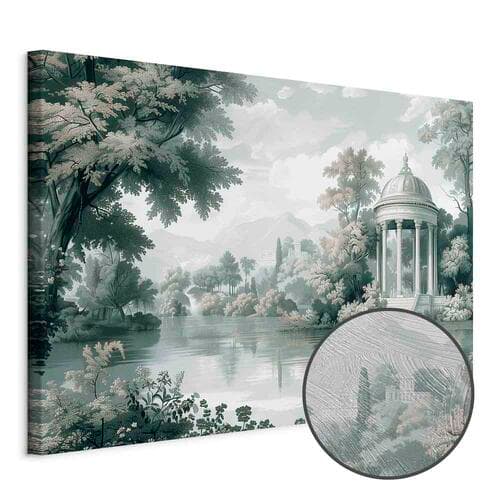 Leinwandbild Widok na park i jezioro retro vintage pejzaż w zieleniach 30×20 cm, Standardleinwand