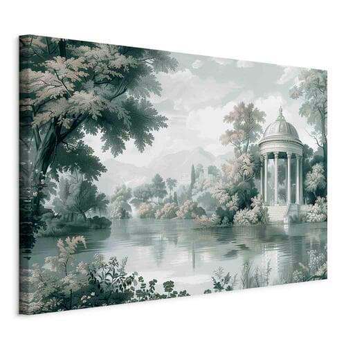 Картина на полотні Widok na park i jezioro retro vintage pejzaż w zieleniach 60×40 см, стандартне полотно