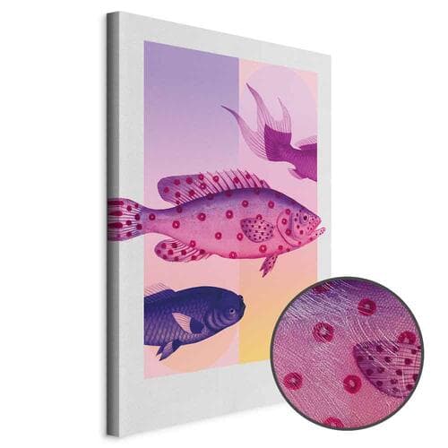 Canvas print Ryby w Pastelach - stylizowane ryby na tle gradientowych kształtów 20×30 cm, standard canvas