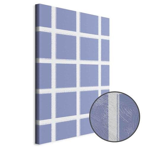 Obraz na płótnie Linie i symetria - ekspresyjna biała krata na niebieskim tle 80×120 cm, płótno standard
