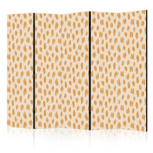 Room divider Rysowany wzór w cętki i kropki - w odcieniach pomarańczowych i ecru 225×172 cm, acoustic