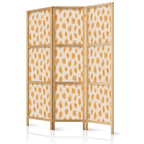 Japanischer Paravent Rysowany wzór w cętki i kropki - w odcieniach pomarańczowych i ecru 135×172 cm, japanisch