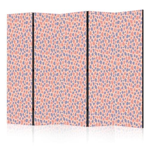 Parawan Deseń żyrafy - kolorowy wzór zwierzęcy w niebiesko-różowe plamki 225×172 cm, akustyczny