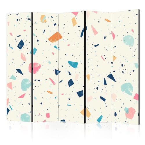 Parawan Lastriko z wielokolorowymi - dużymi elementami - wesoły wzór na jasnym tle 225×172 cm, akustyczny