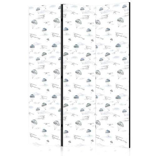 Parawan Akwarela - pokaz samolotów na jasnym niebie z delikatnymi chmurkami 135×172 cm, akustyczny