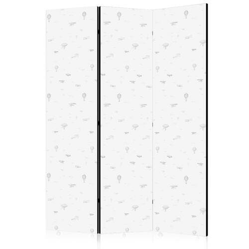 Parawan Rysunek - samoloty - balony i sterowce na tle nieba pełnego ptaków 135×172 cm, jednostronny