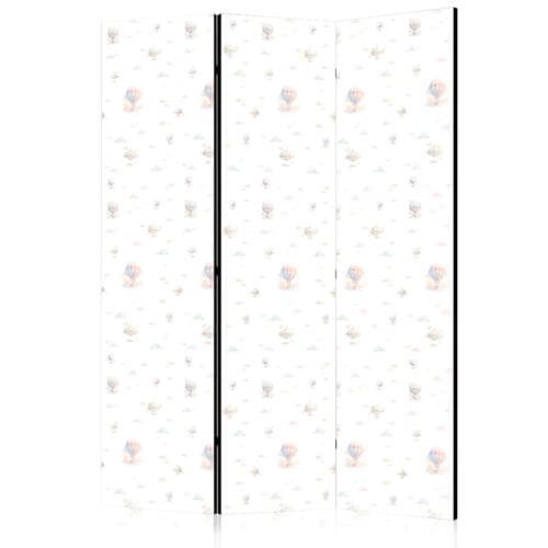 Parawan Akwarela - kolorowe balony i sterowce na tle kolorowych chmur 135×172 cm, jednostronny