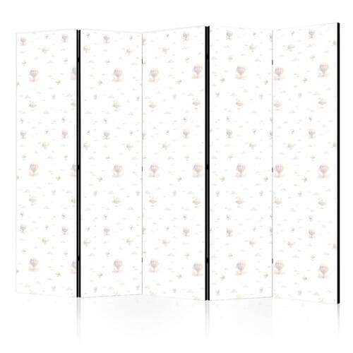 Parawan Akwarela - kolorowe balony i sterowce na tle kolorowych chmur 225×172 cm, jednostronny