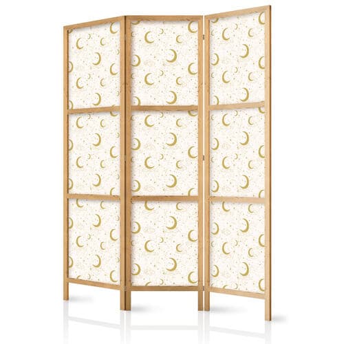 Japanese room divider Księżycowe Noce - delikatne księżyce i chmury w ciepłej tonacji 135×172 cm, Japanese