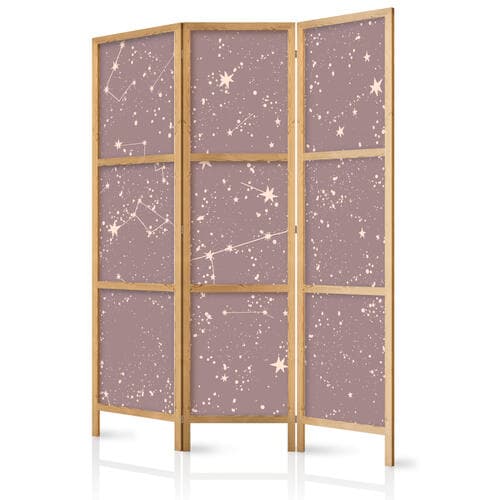 Japanese room divider Nocne Niebo - artystyczne konstelacje i gwiazdy w pastelowych odcieniach 135×172 cm, Japanese
