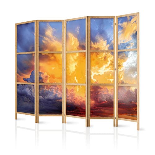 Parawan japoński Piękny zachód słońca - chmury w ciepłych odcieniach 225×172 cm, japoński