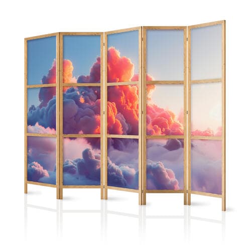 Parawan japoński Zmierzchowy spektakl: chmury w odcieniach różu i fioletu 225×172 cm, japoński