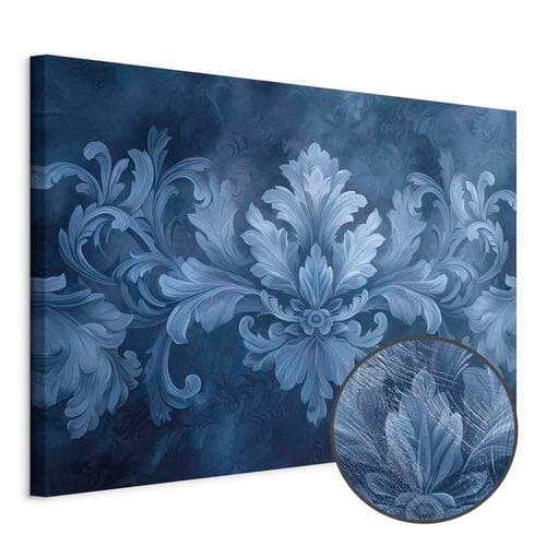 Leinwandbild Ornament w błękitnych i chłodnych kolorach ciemnoniebieska dekoracja 30×20 cm, Standardleinwand