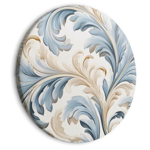 Obraz okrągły Barokowe ornamenty w jasnej kremowo-niebieskiej kolorystyce 60×60 cm