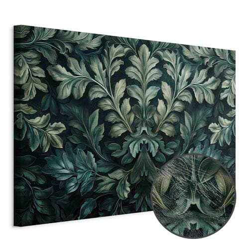 Leinwandbild Ciemnozielone wiktoriańskie liście: botaniczna rzeźbiona kompozycja 30×20 cm, Standardleinwand