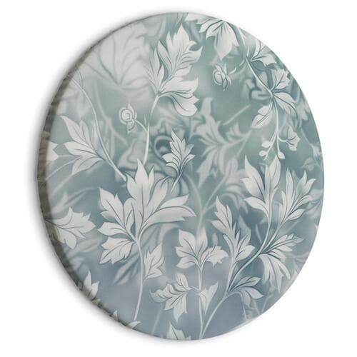 Круглая картина Ornamenty w przetartych zgaszonych turkusach: delikatny wzór roślinny 80×80 см