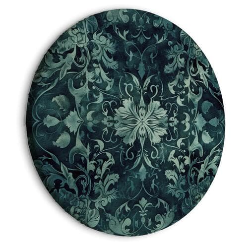 Obraz okrągły Wzór orientalny dywanowy szmaragdowe ornamenty i przetarte wzory 40×40 cm