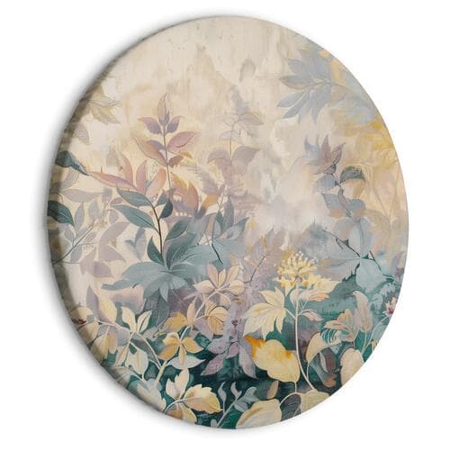 Round canvas print Gobelinowy wzór z łąką i kwiatami kilim z wiosennym motywem 60×60 cm