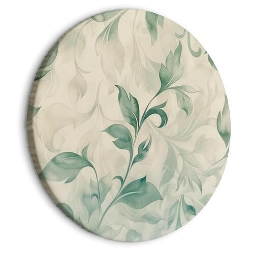 Obraz okrągły Akwarelowy motyw botaniczny: delikatne zielono-beżowe listki 40×40 cm