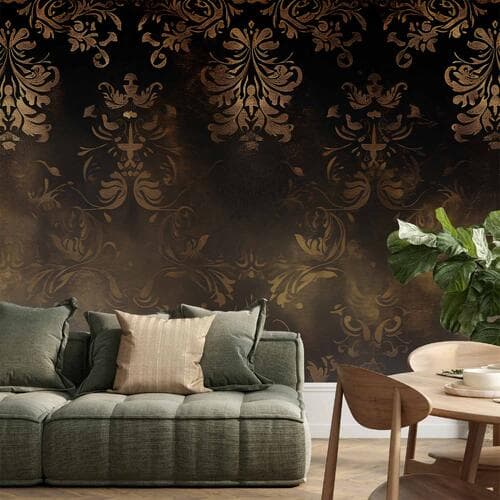 Fototapeta Ornamenty barokowe w spatynowanym złocie i w brązach: retro motyw 150×105 cm, flizelina standard