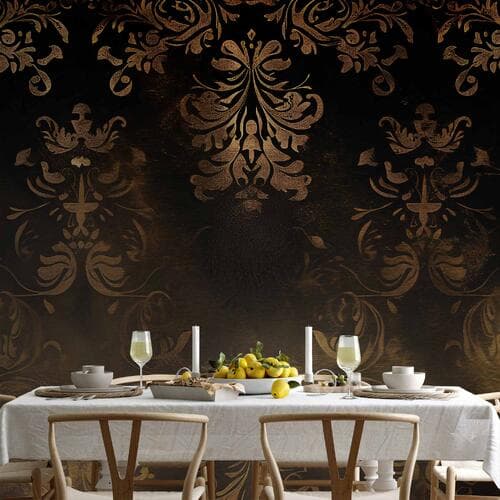 Fototapeta Ornamenty barokowe w spatynowanym złocie i w brązach: retro motyw 100×70 cm, materiał wodoodporny